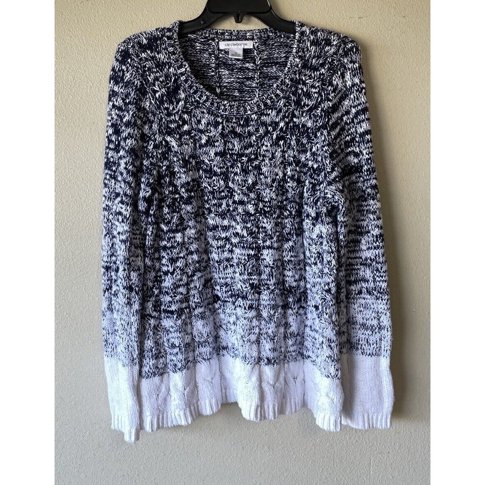 liz claiborne sweater XL BLUE  white stripe (1-15/49)